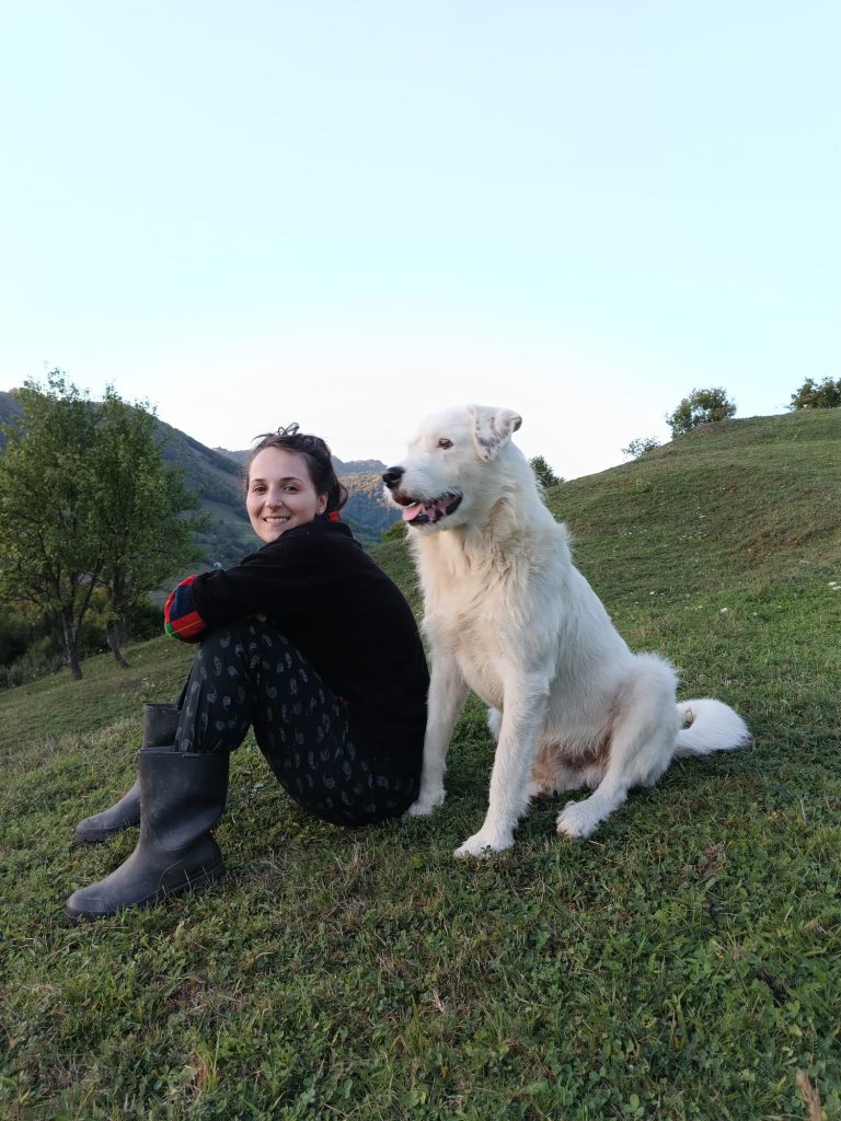 A girl with a dog