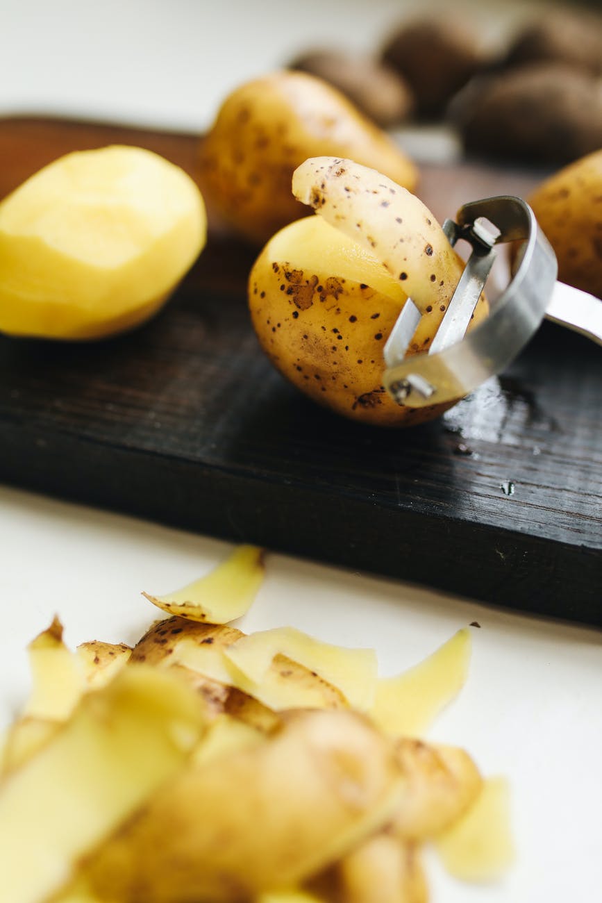photo of peeling of potatoes