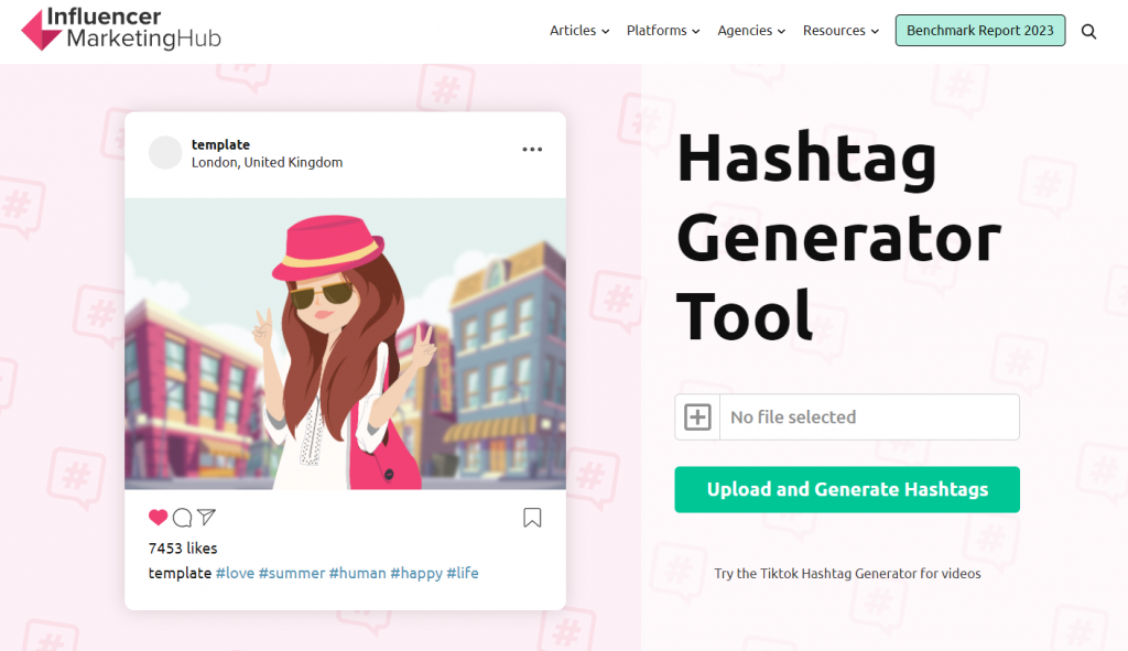 The Hashtag Generator Tool on Influencer Marketing Hub